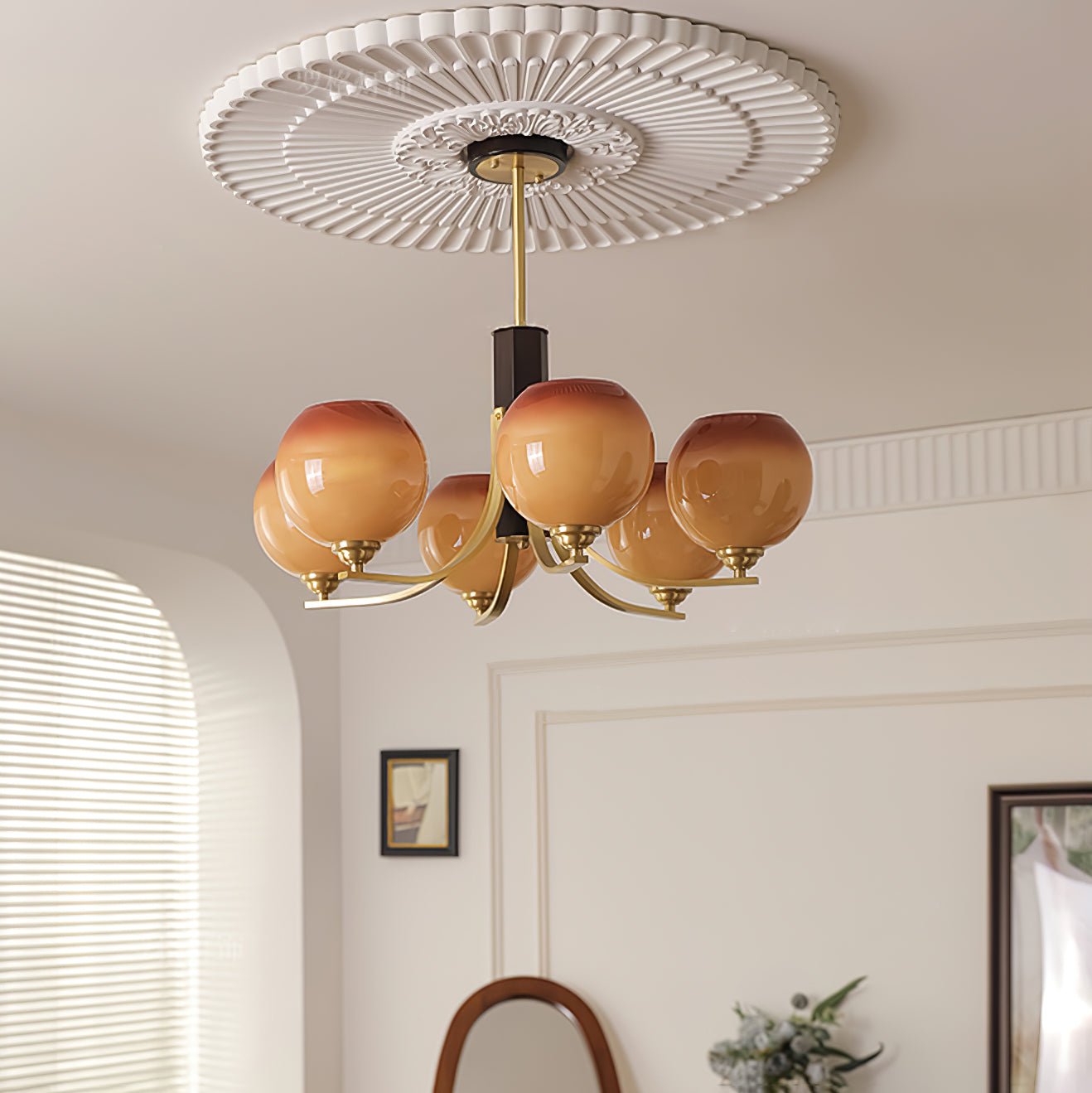 Caliriel Chandelier Vintage Caramel Globe