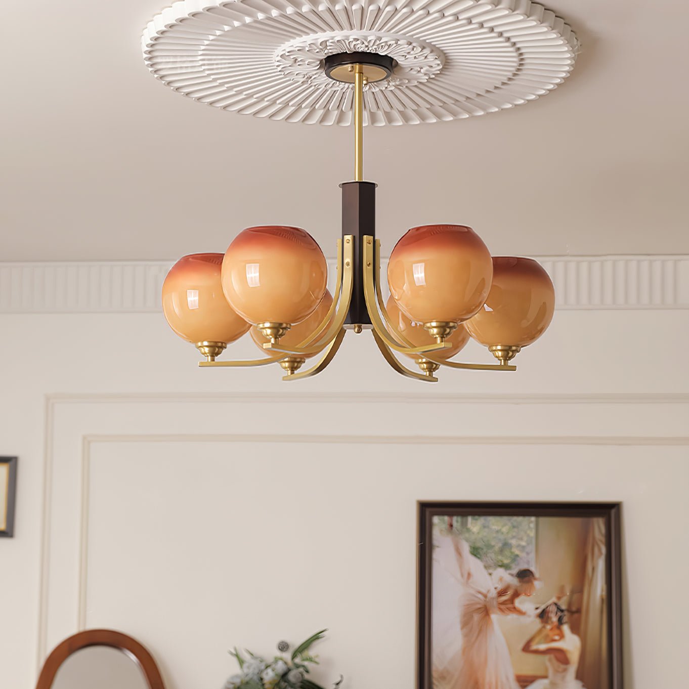 Caliriel Chandelier Vintage Caramel Globe