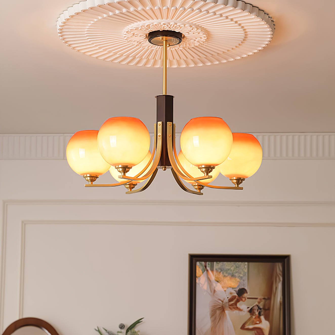 Caliriel Chandelier Vintage Caramel Globe