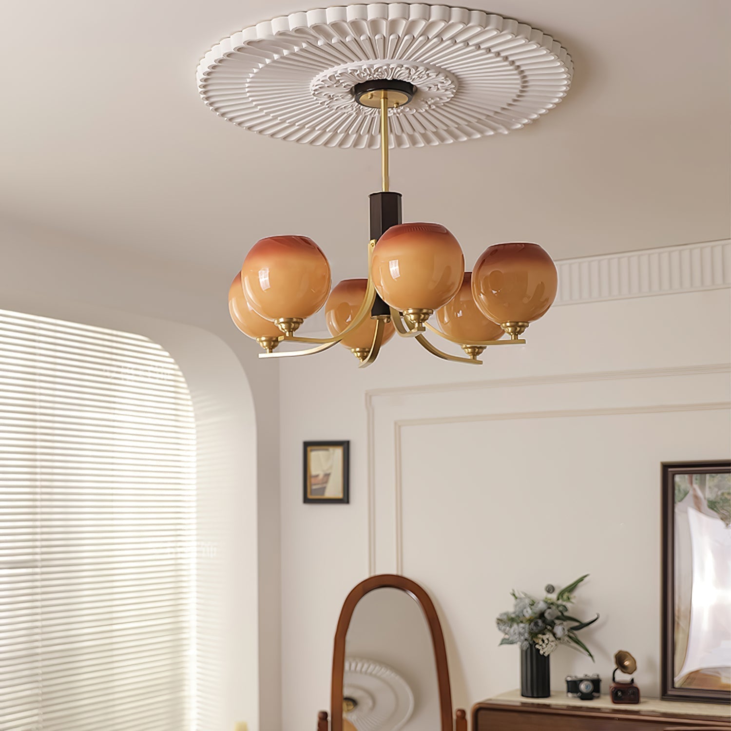 Caliriel Chandelier Vintage Caramel Globe
