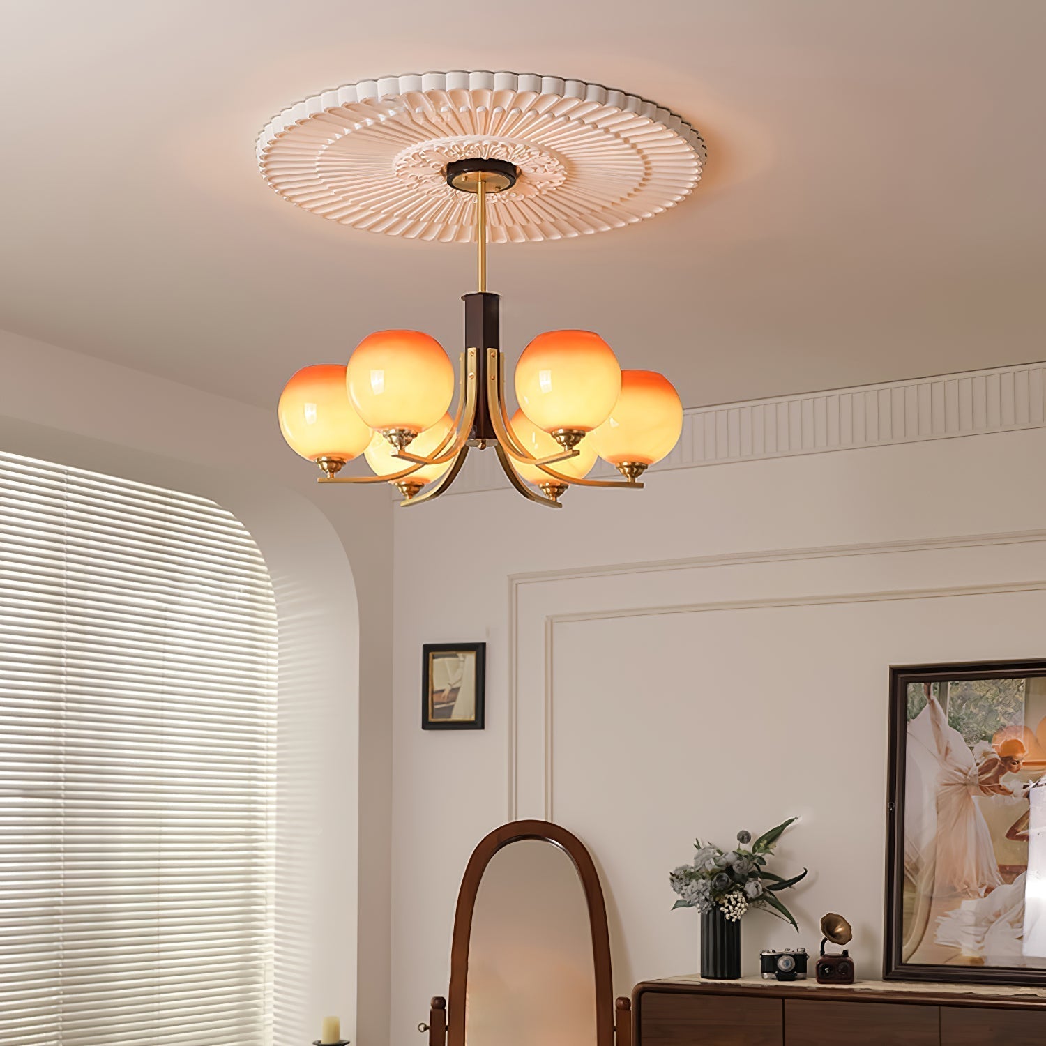Caliriel Chandelier Vintage Caramel Globe