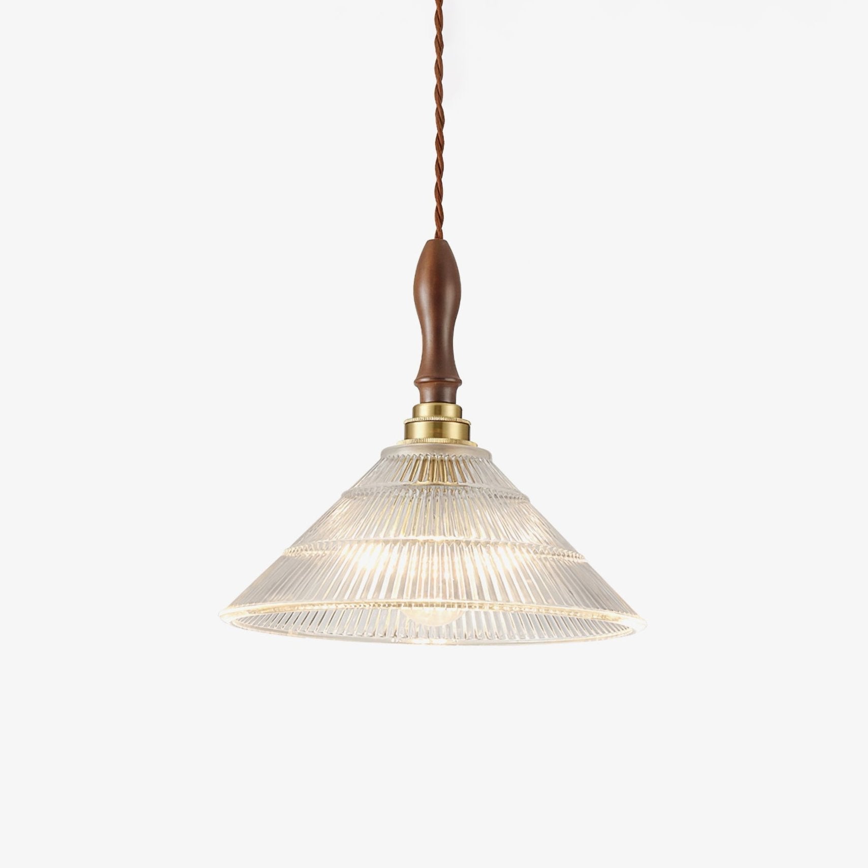 Arcara Vintage Ripple Glass Wood Pendant Lamp
