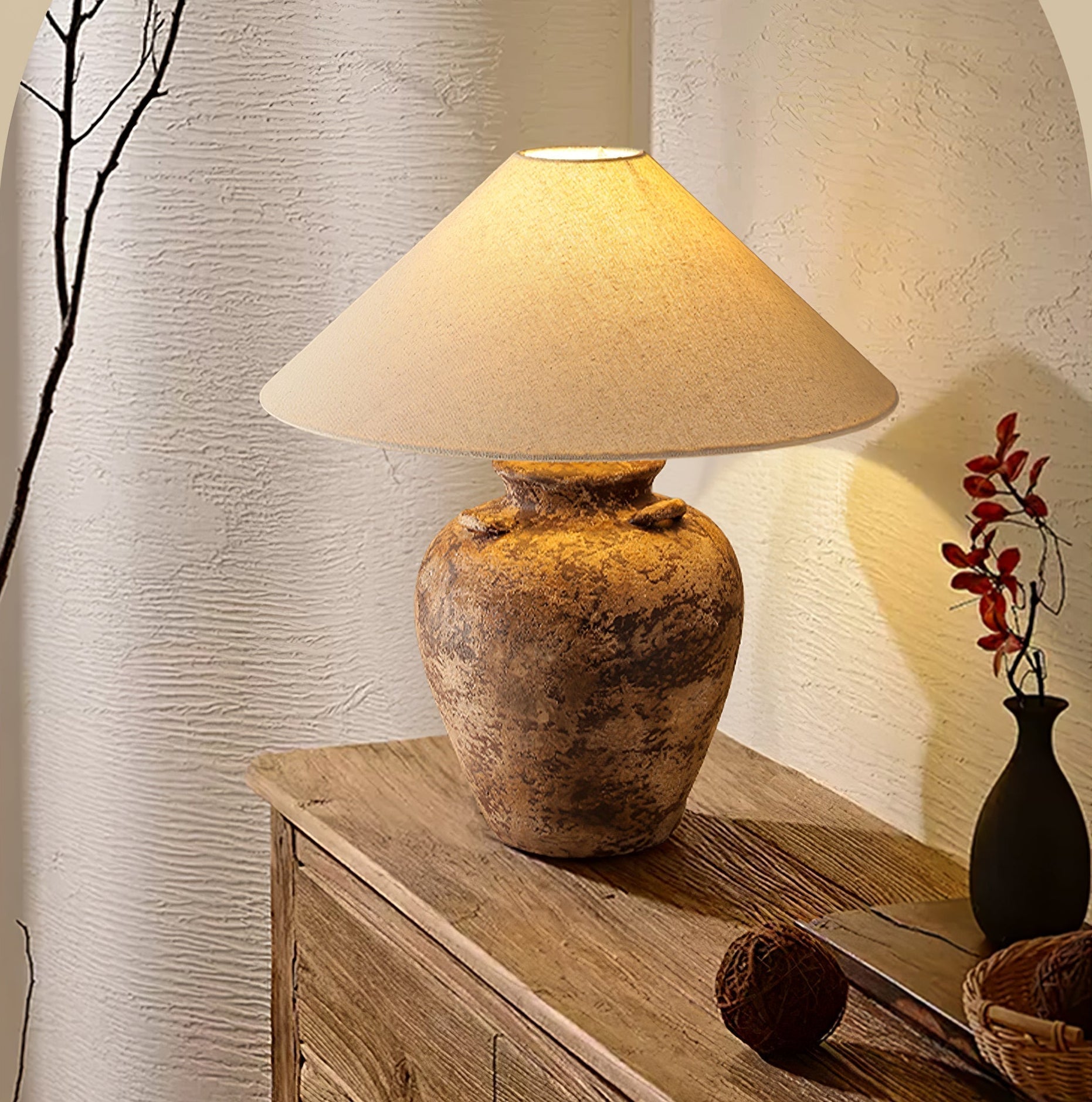 Mirisaya Vintage Fabric Table Lamp