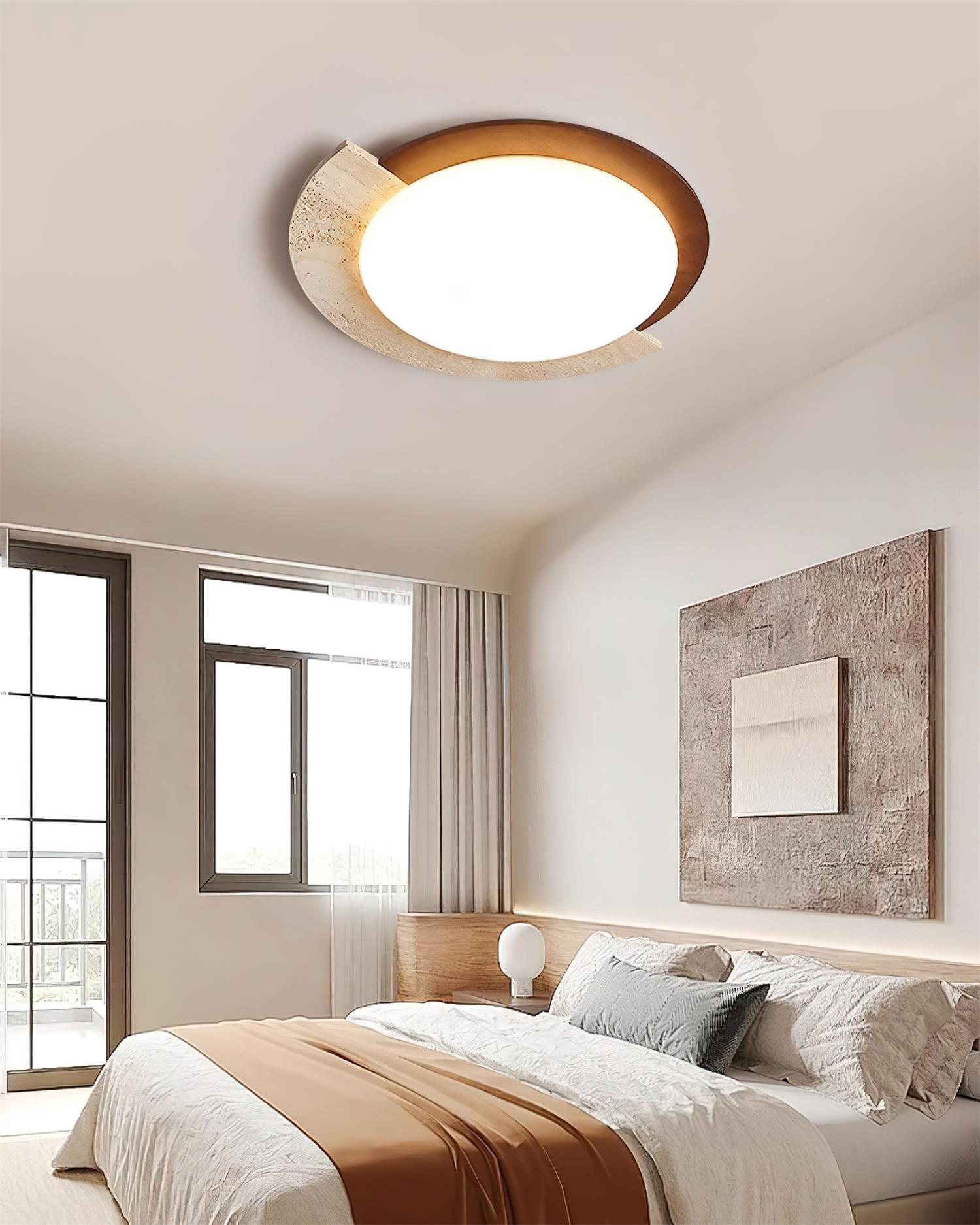 Ritta Travertine Oval LED Ceiling Light - Neutral Decor