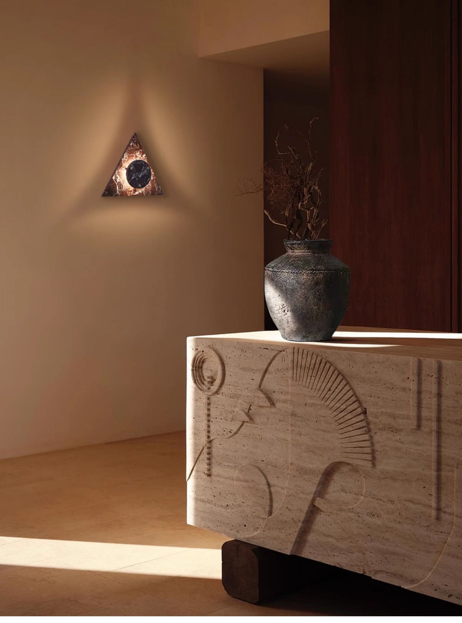 Pyramid Rustic Marble Wall Light