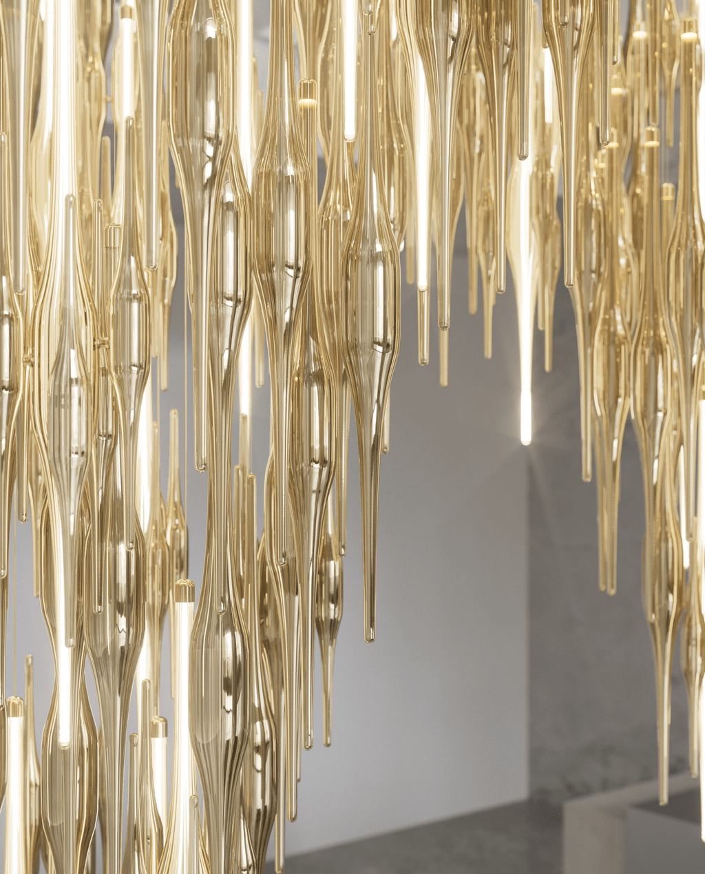 HydroDrop Amber Glass Grand Cascade  Chandelier
