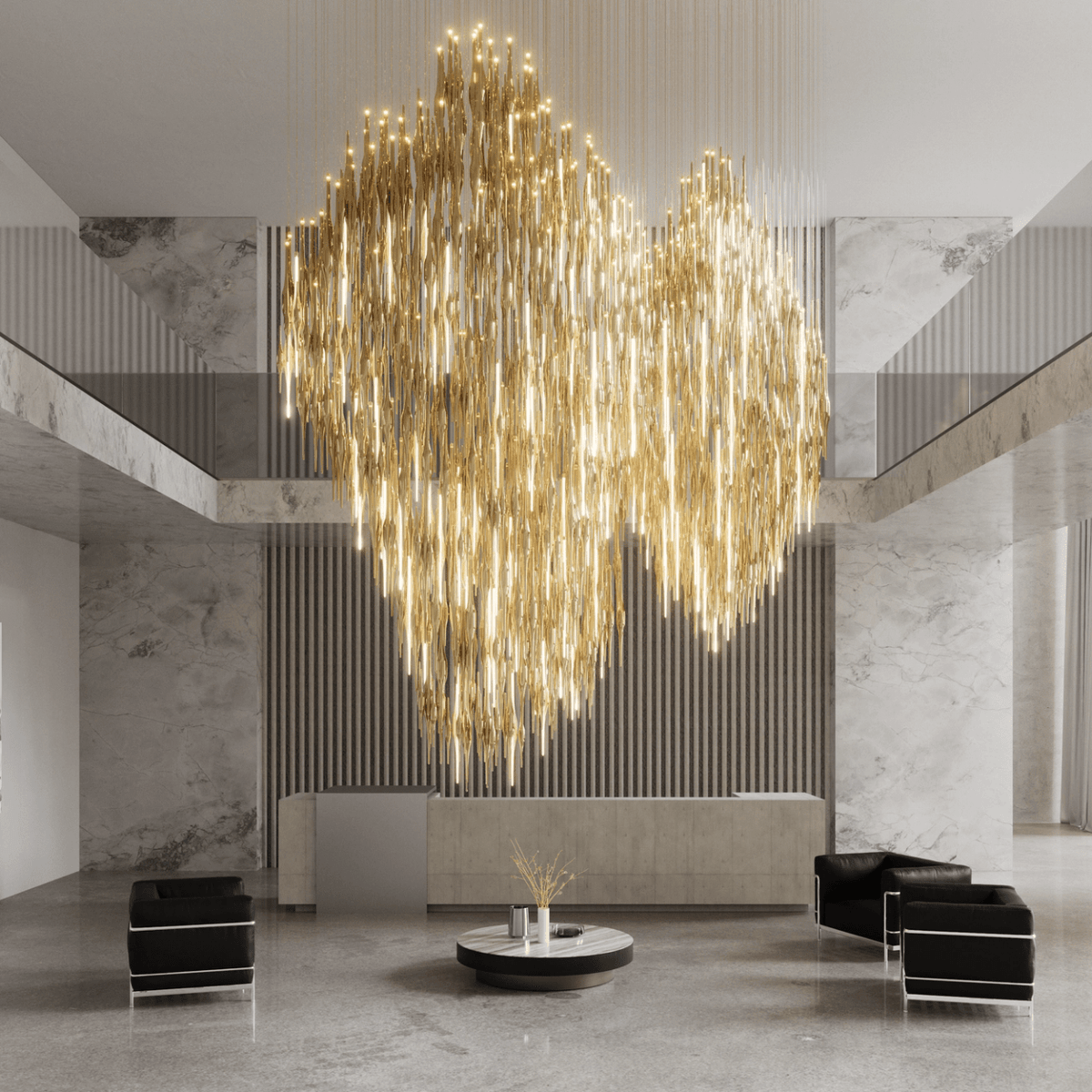 HydroDrop Amber Glass Grand Cascade  Chandelier