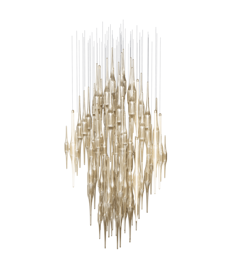 HydroDrop Amber Glass Grand Cascade  Chandelier