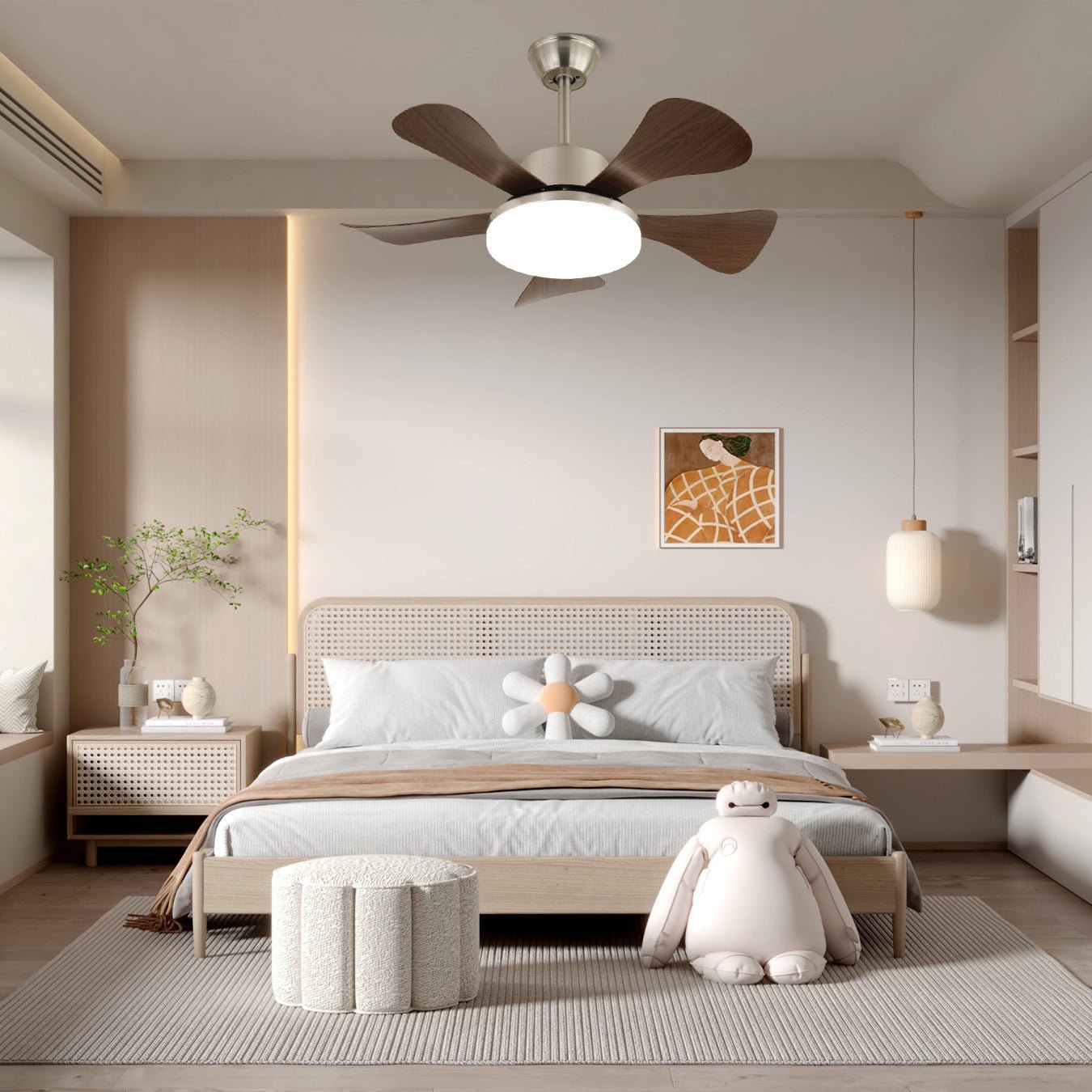 Aldeelle Modern Wood Ceiling Fan Light