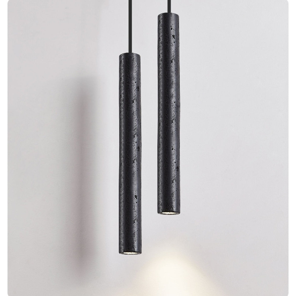 Fosb Slim Black Travertine Tube Pendant Light