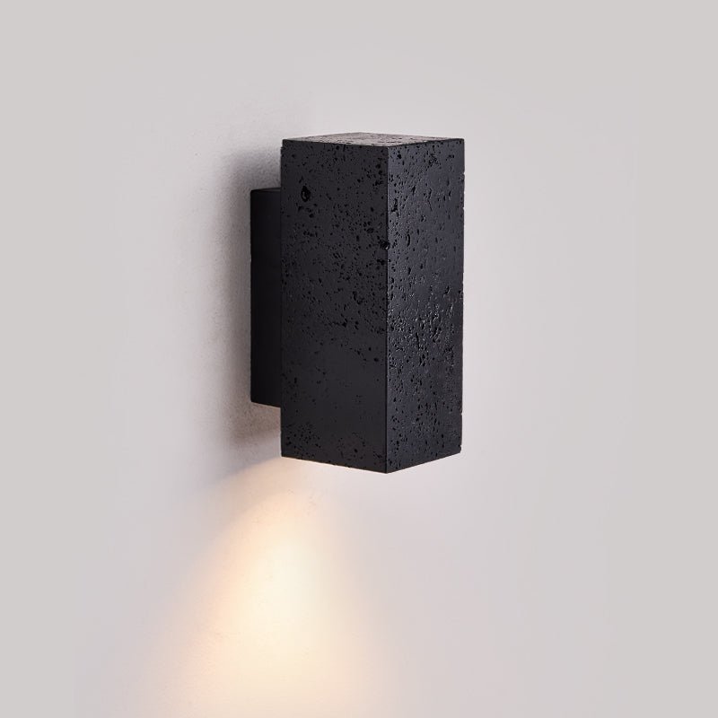 Ewan Cuboid Black Travertine Wall Lamp