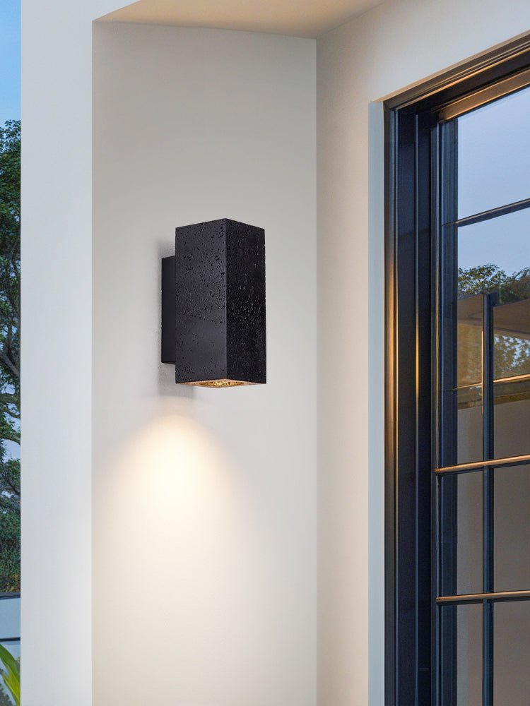 Ewan Cuboid Black Travertine Wall Lamp