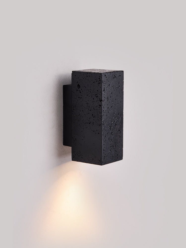 Ewan Cuboid Black Travertine Wall Lamp