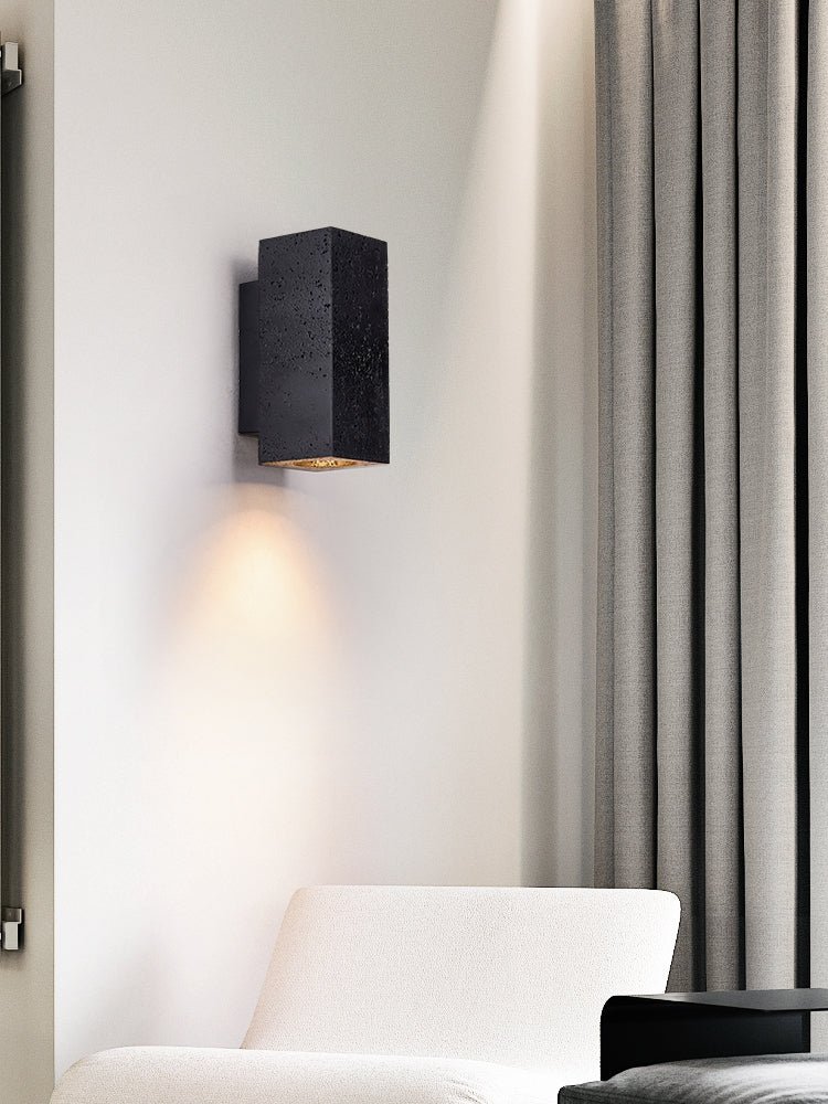 Ewan Cuboid Black Travertine Wall Lamp