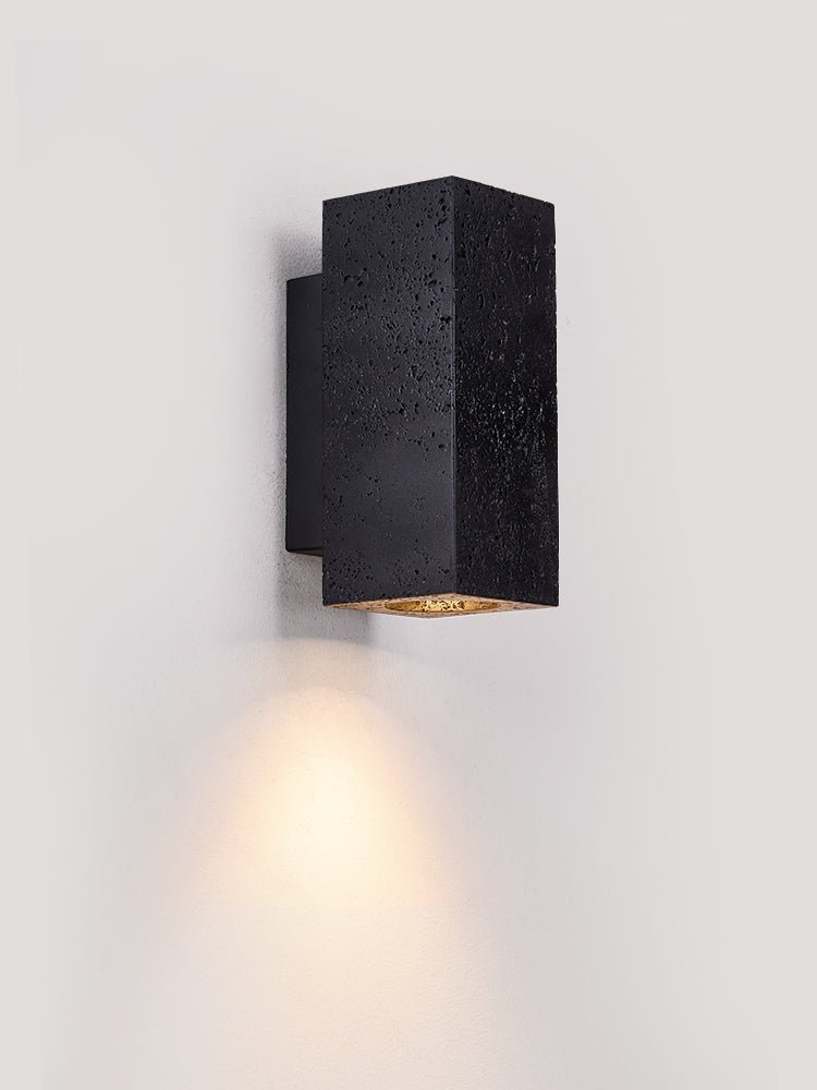 Ewan Cuboid Black Travertine Wall Lamp