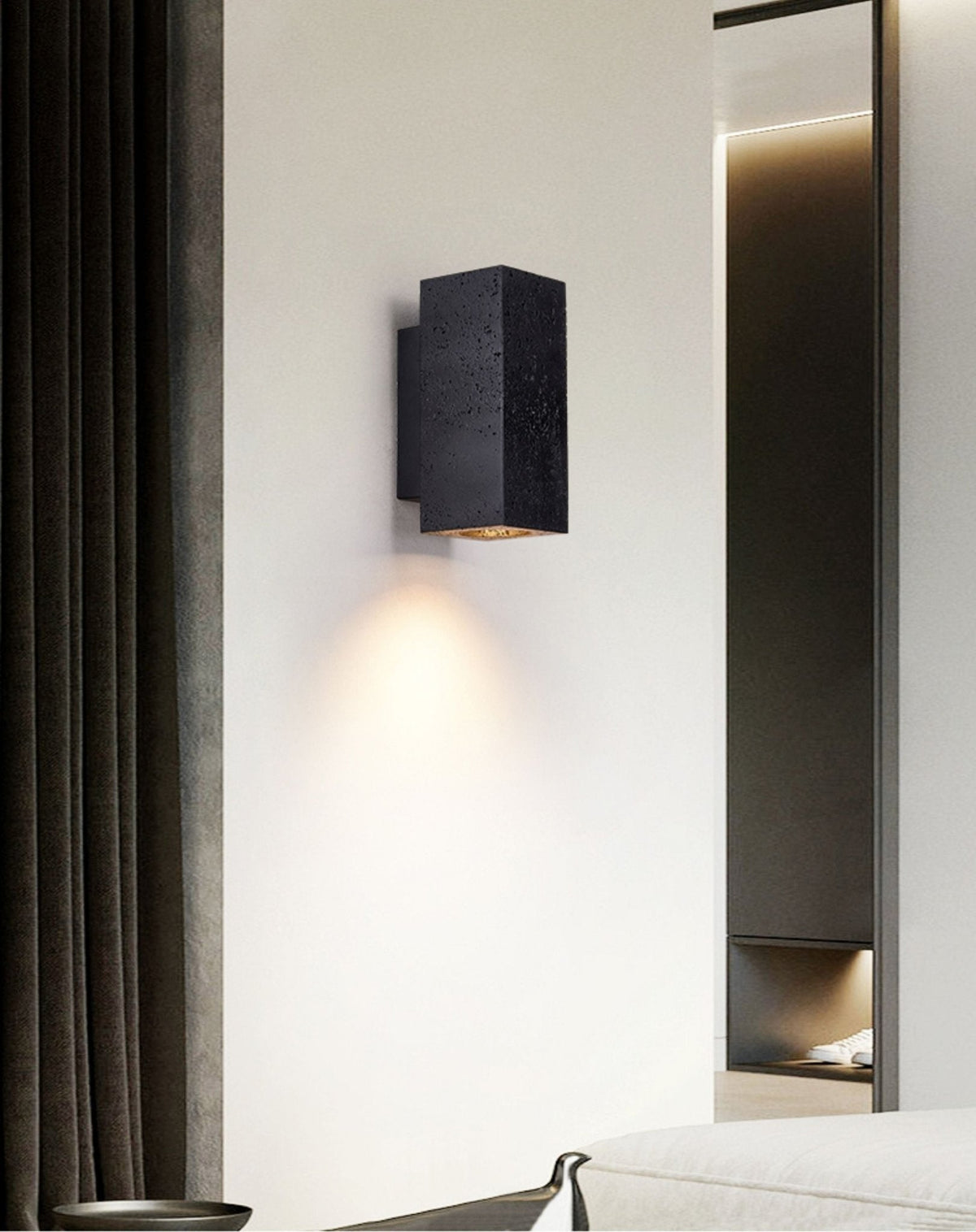 Ewan Cuboid Black Travertine Wall Lamp