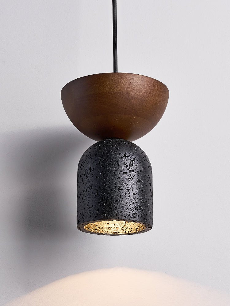 Theo Minimal Black Travertine Pendant Lamp