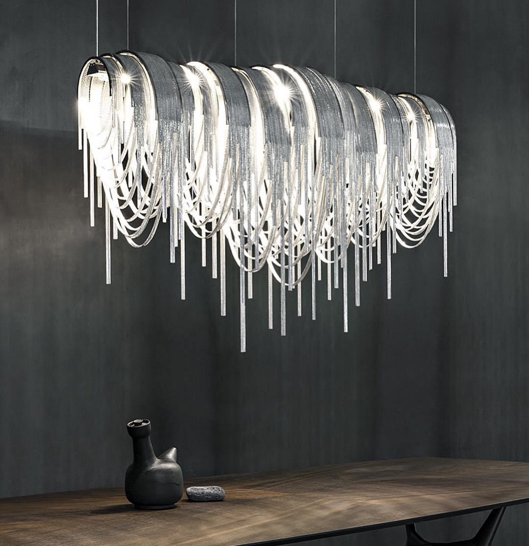 Tarien Chandelier Layered Chain Nickel Luxury