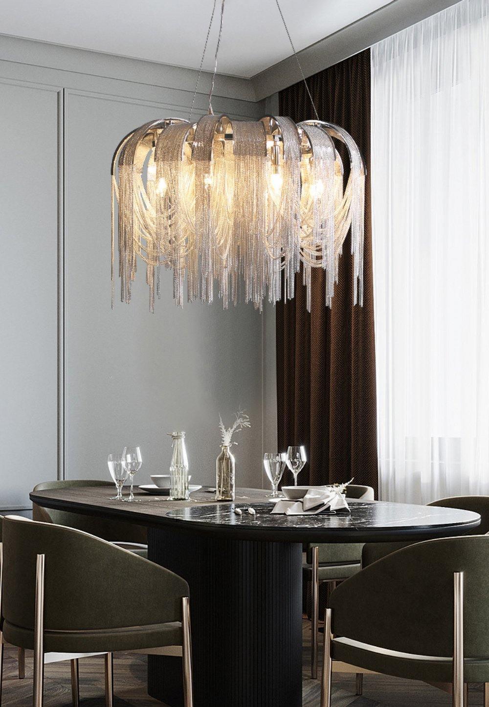 Tarien Chandelier Layered Chain Nickel Luxury