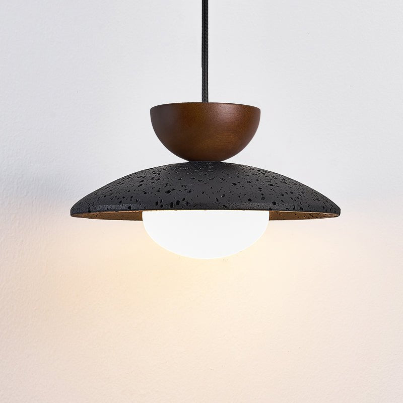 Ignis Dome Black Travertine Pendant Light