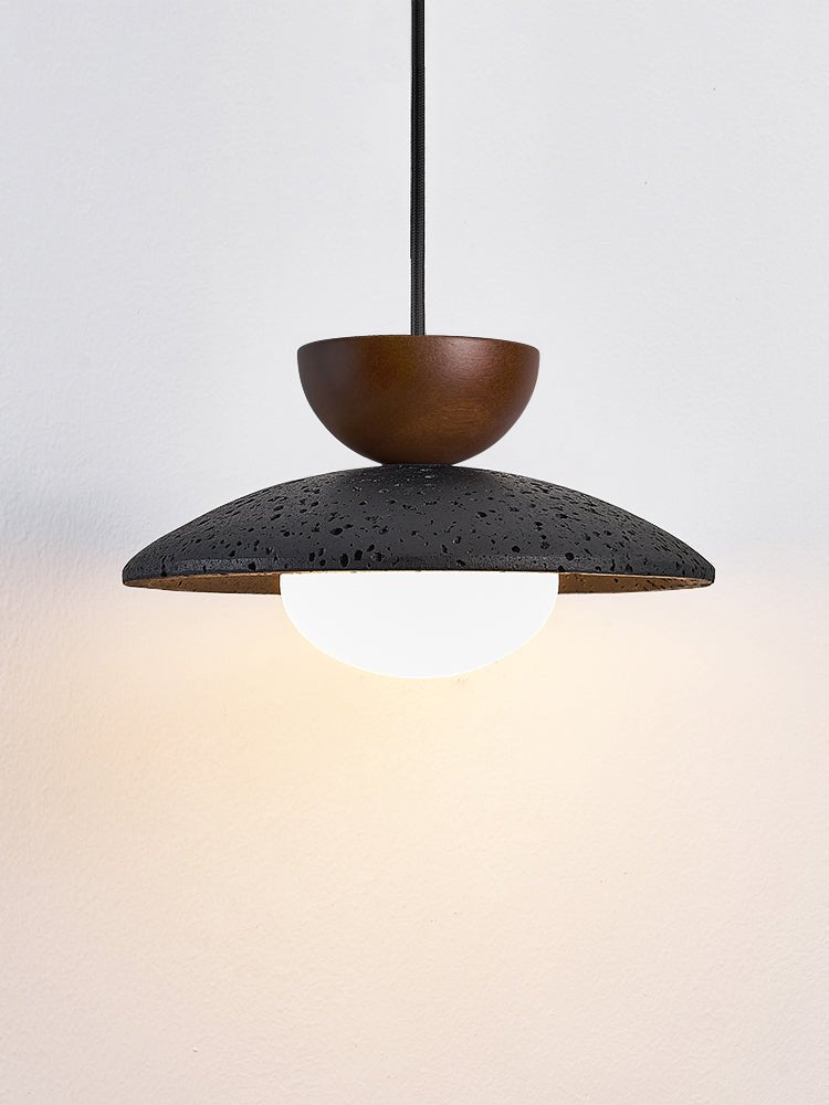 Ignis Dome Black Travertine Pendant Light