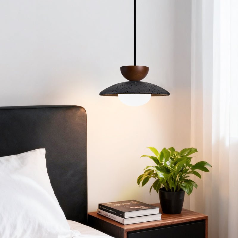 Ignis Dome Black Travertine Pendant Light