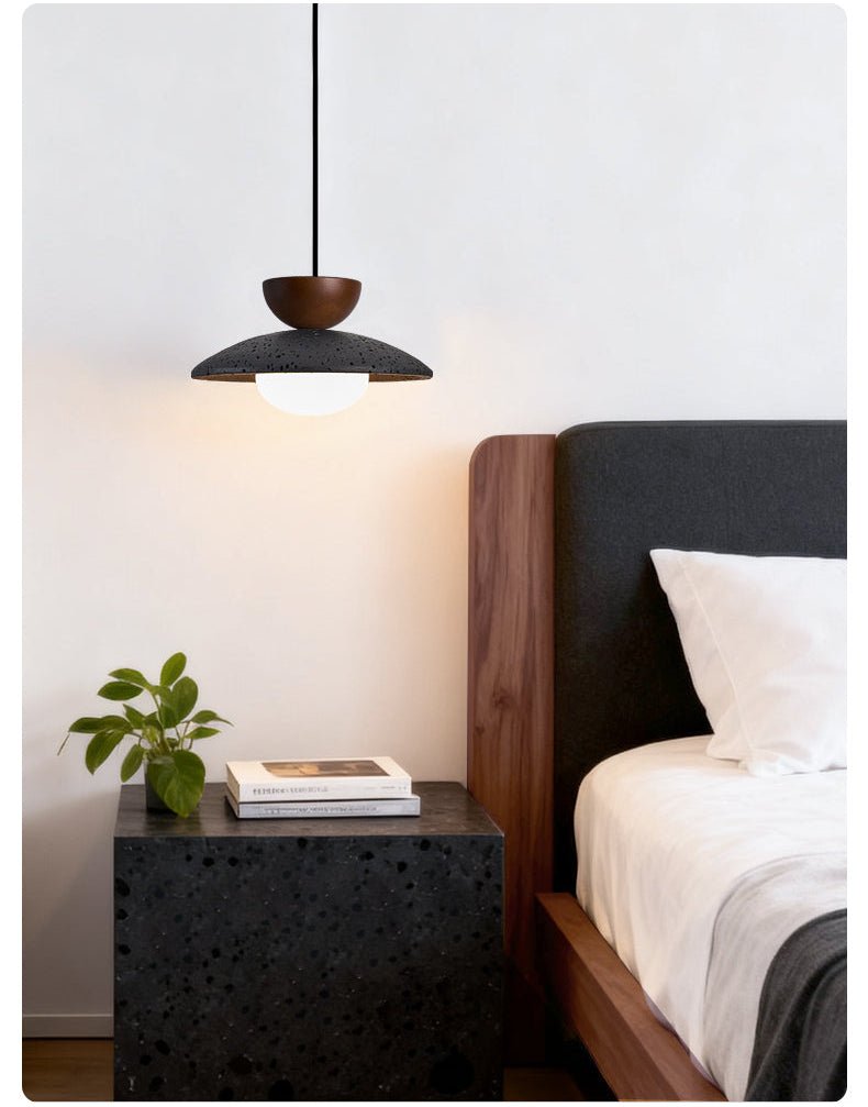 Ignis Dome Black Travertine Pendant Light