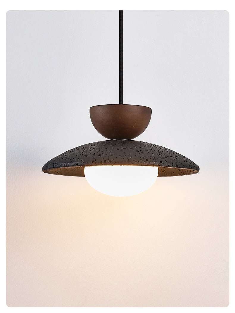 Ignis Dome Black Travertine Pendant Light