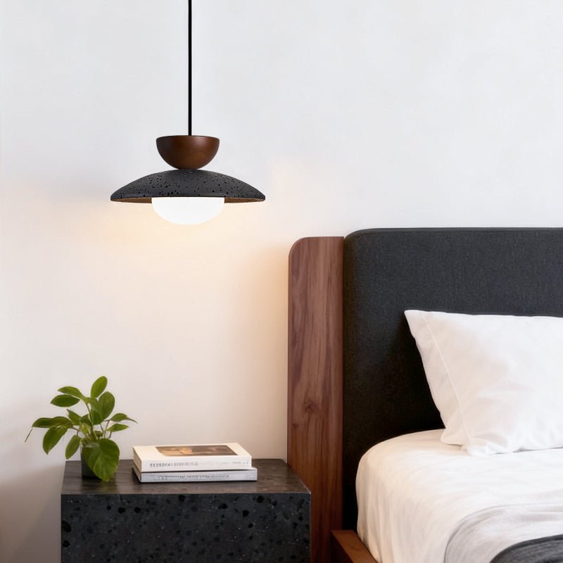 Ignis Dome Black Travertine Pendant Light