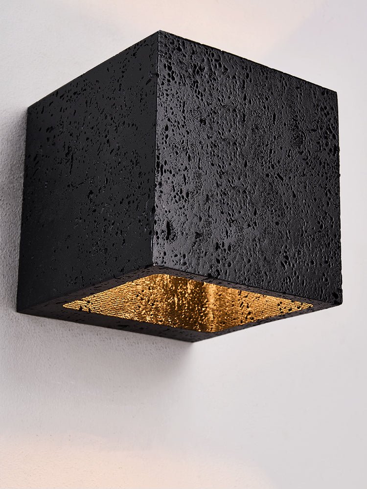 Valeise Cube Black Travertine Wall Lamp