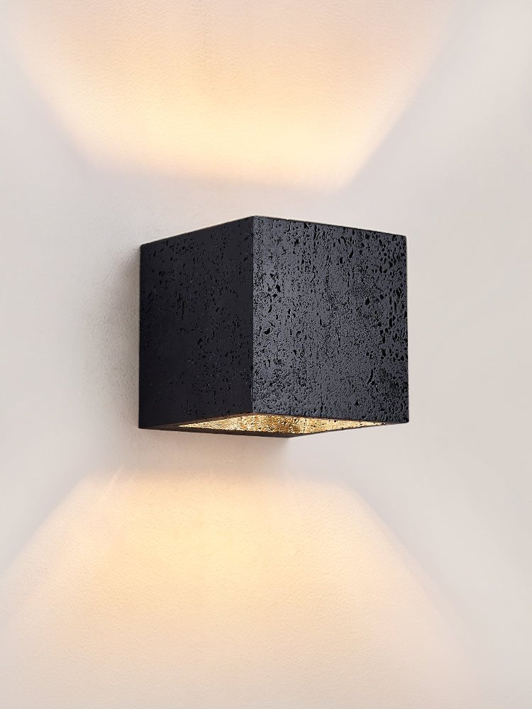 Valeise Cube Black Travertine Wall Lamp
