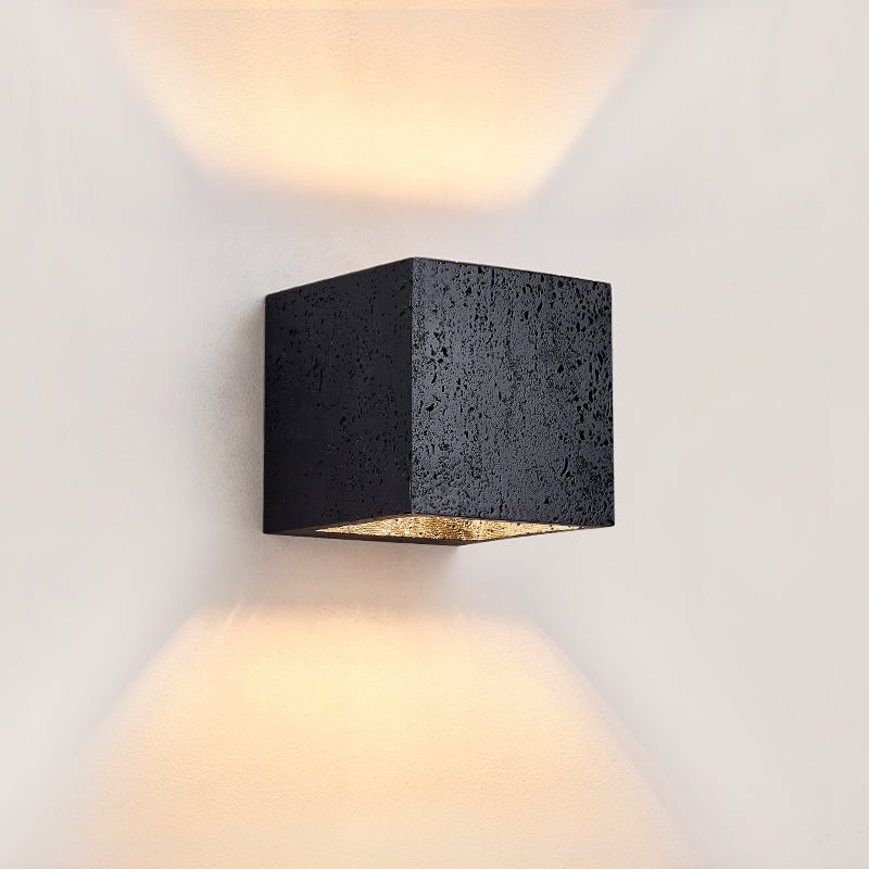 Valeise Cube Black Travertine Wall Lamp