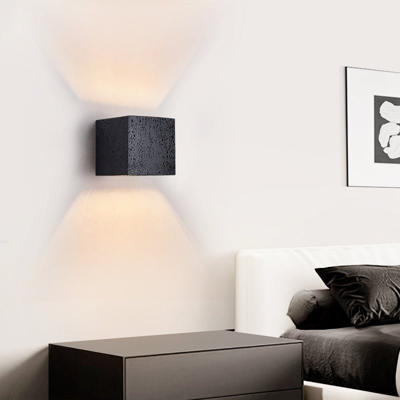Valeise Cube Black Travertine Wall Lamp