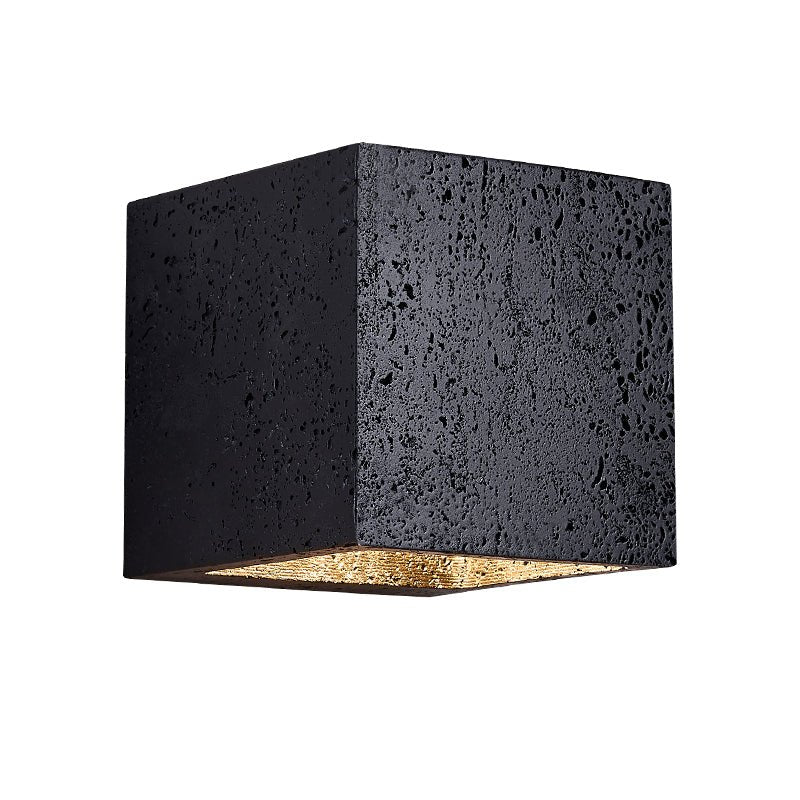 Valeise Cube Black Travertine Wall Lamp