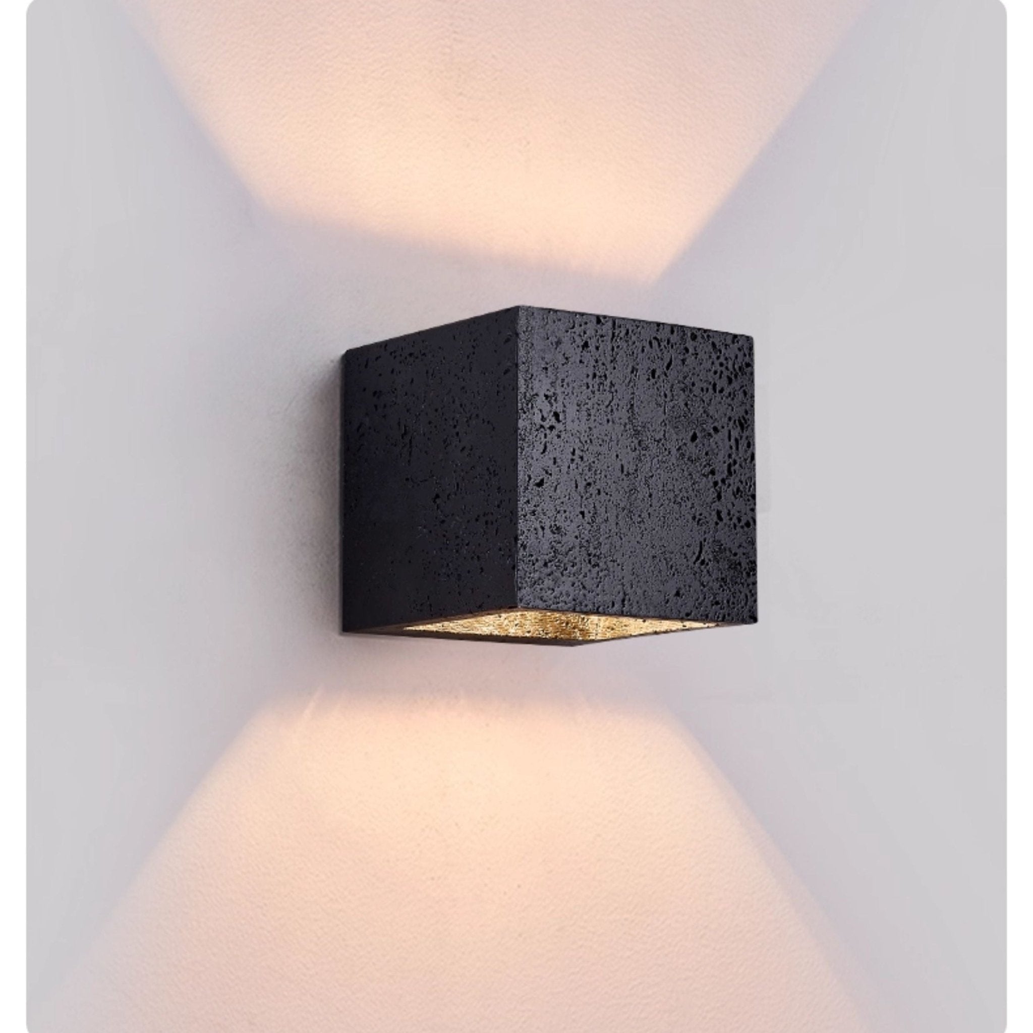 Valeise Cube Black Travertine Wall Lamp