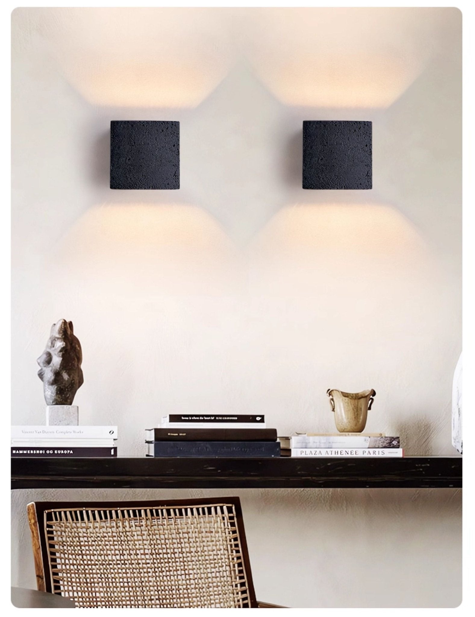 Valeise Cube Black Travertine Wall Lamp