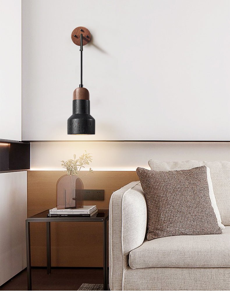 Alcarion Vintage Black Travertine Rope Wall Lamp