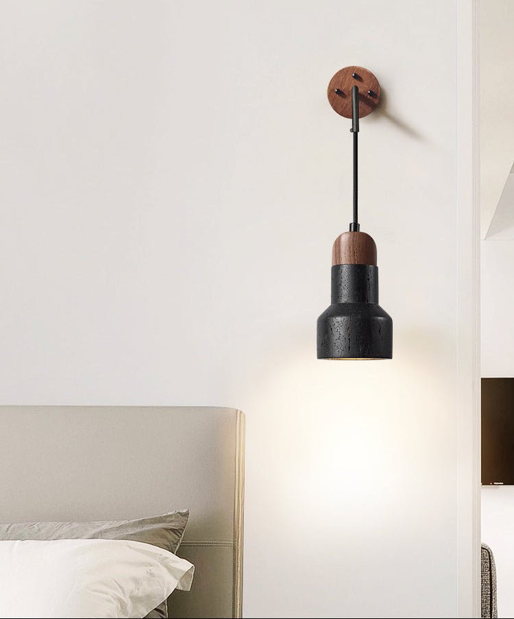 Alcarion Vintage Black Travertine Rope Wall Lamp