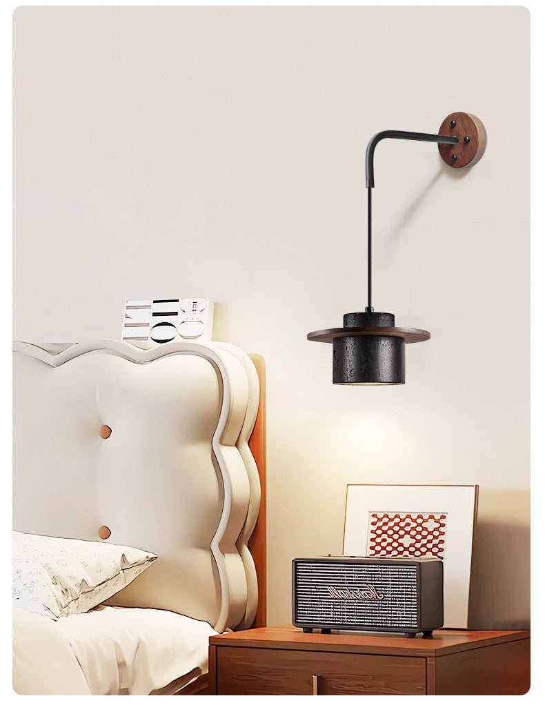 Halyn Modern Black Travertine Wall Light