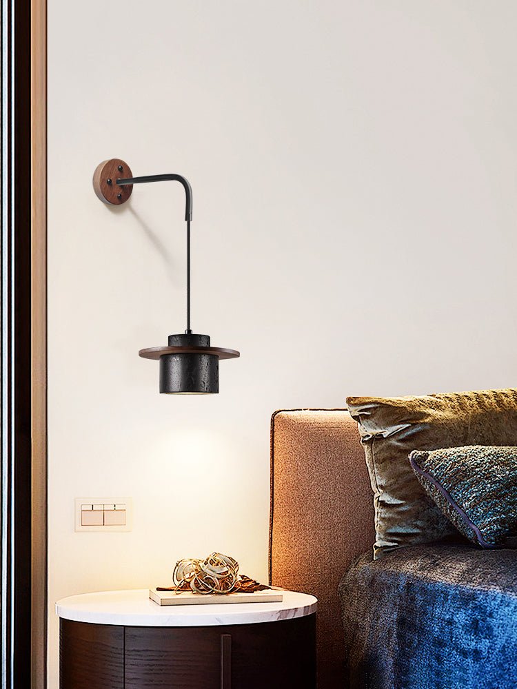 Halyn Modern Black Travertine Wall Light