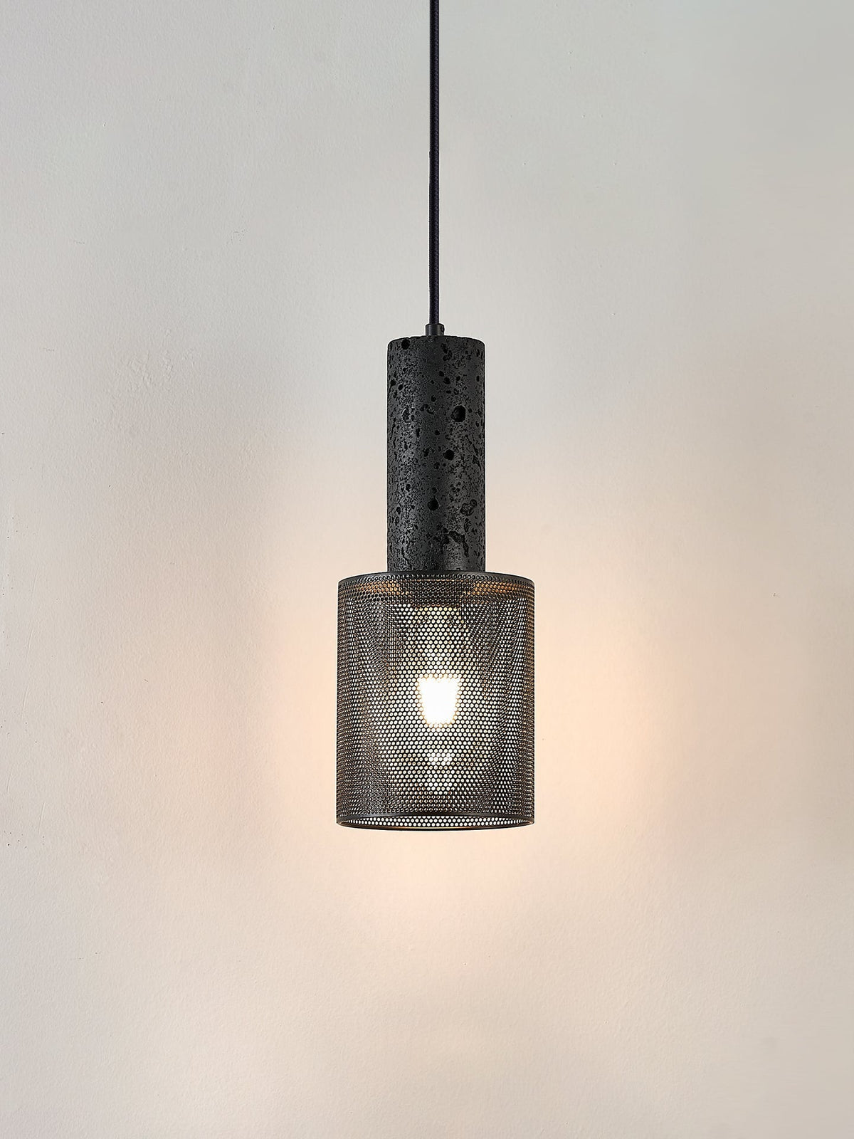 Mona Black Travertine Metal Mesh Pendant Lamp