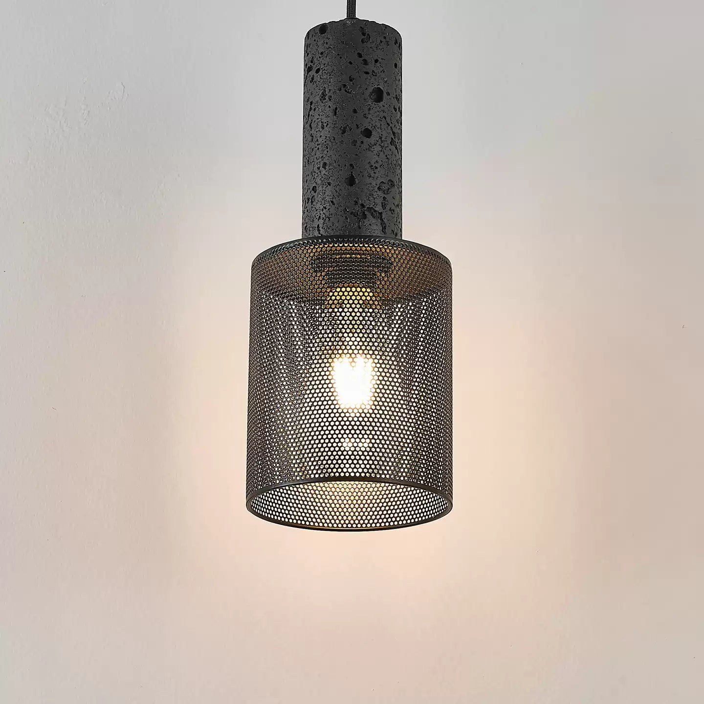 Mona Black Travertine Metal Mesh Pendant Lamp