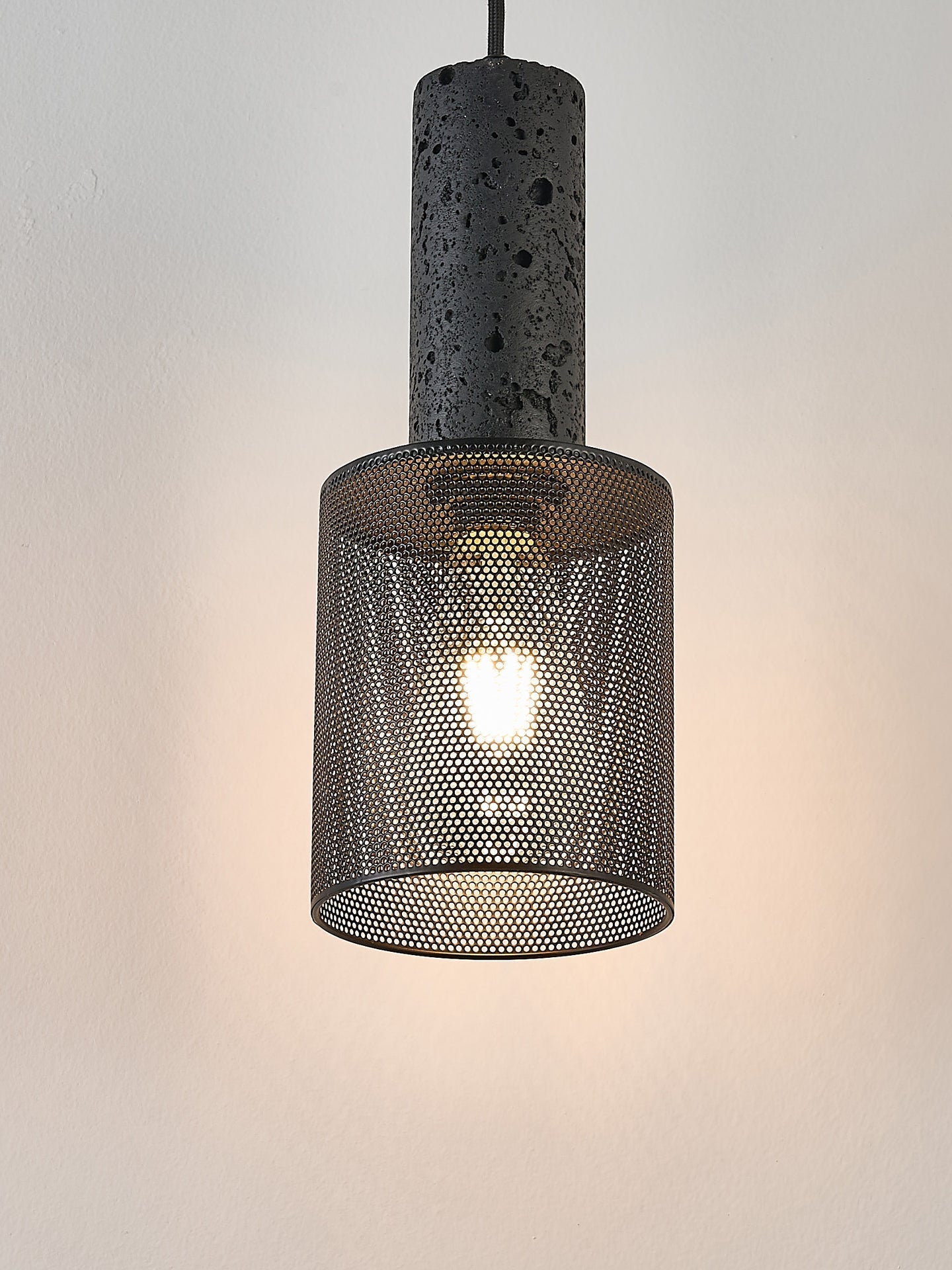 Mona Black Travertine Metal Mesh Pendant Lamp