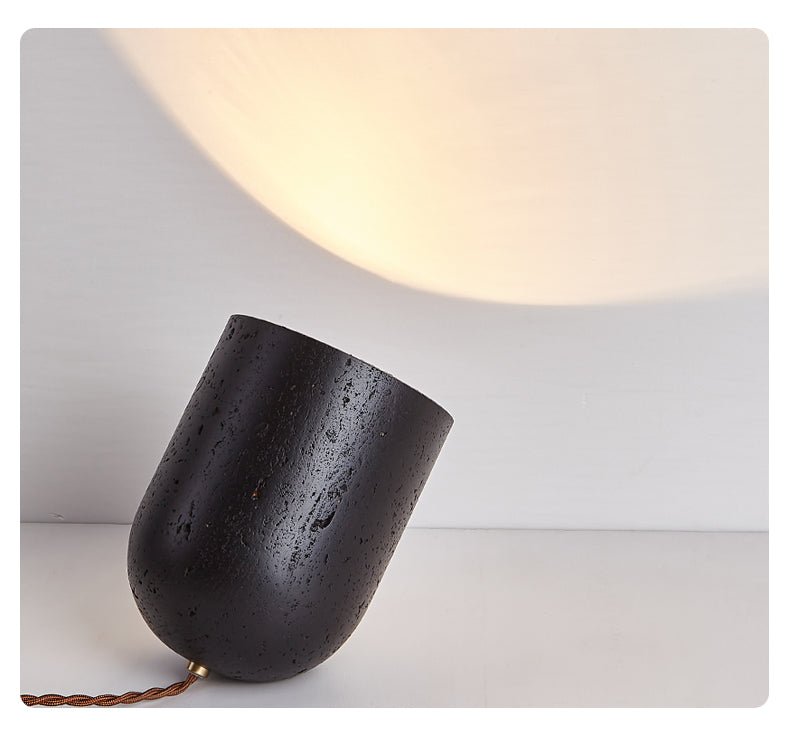 Lumi Minimalist Black Travertine Table Lamp