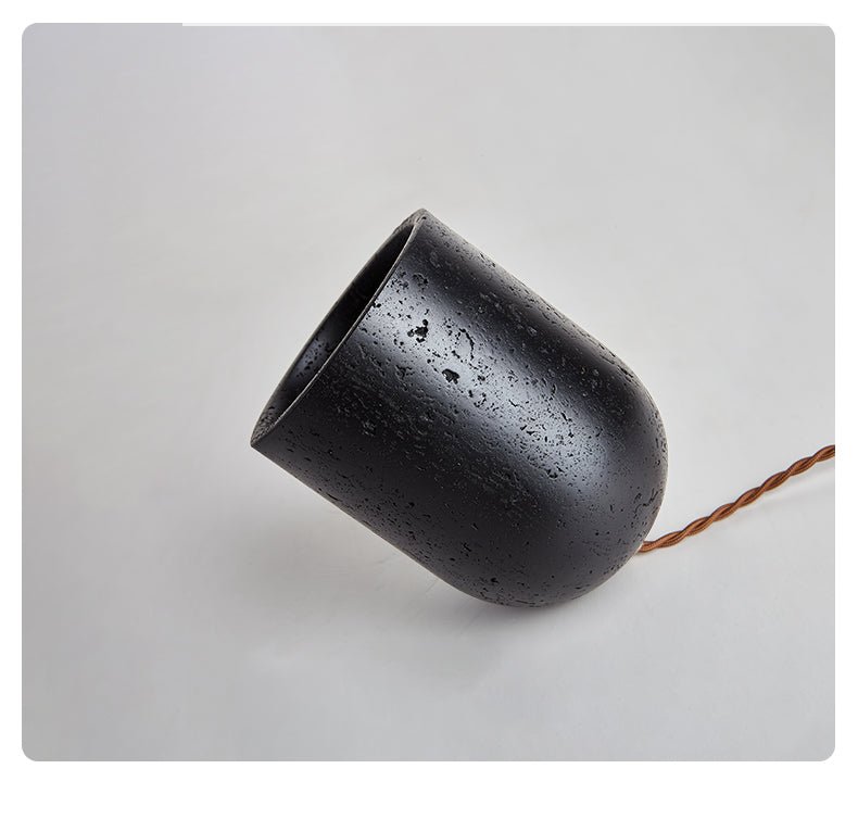 Lumi Minimalist Black Travertine Table Lamp