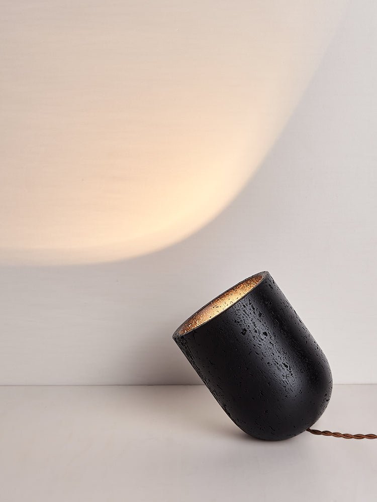 Lumi Minimalist Black Travertine Table Lamp