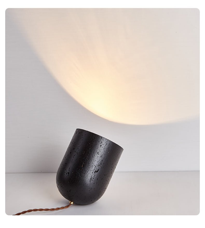 Lumi Minimalist Black Travertine Table Lamp