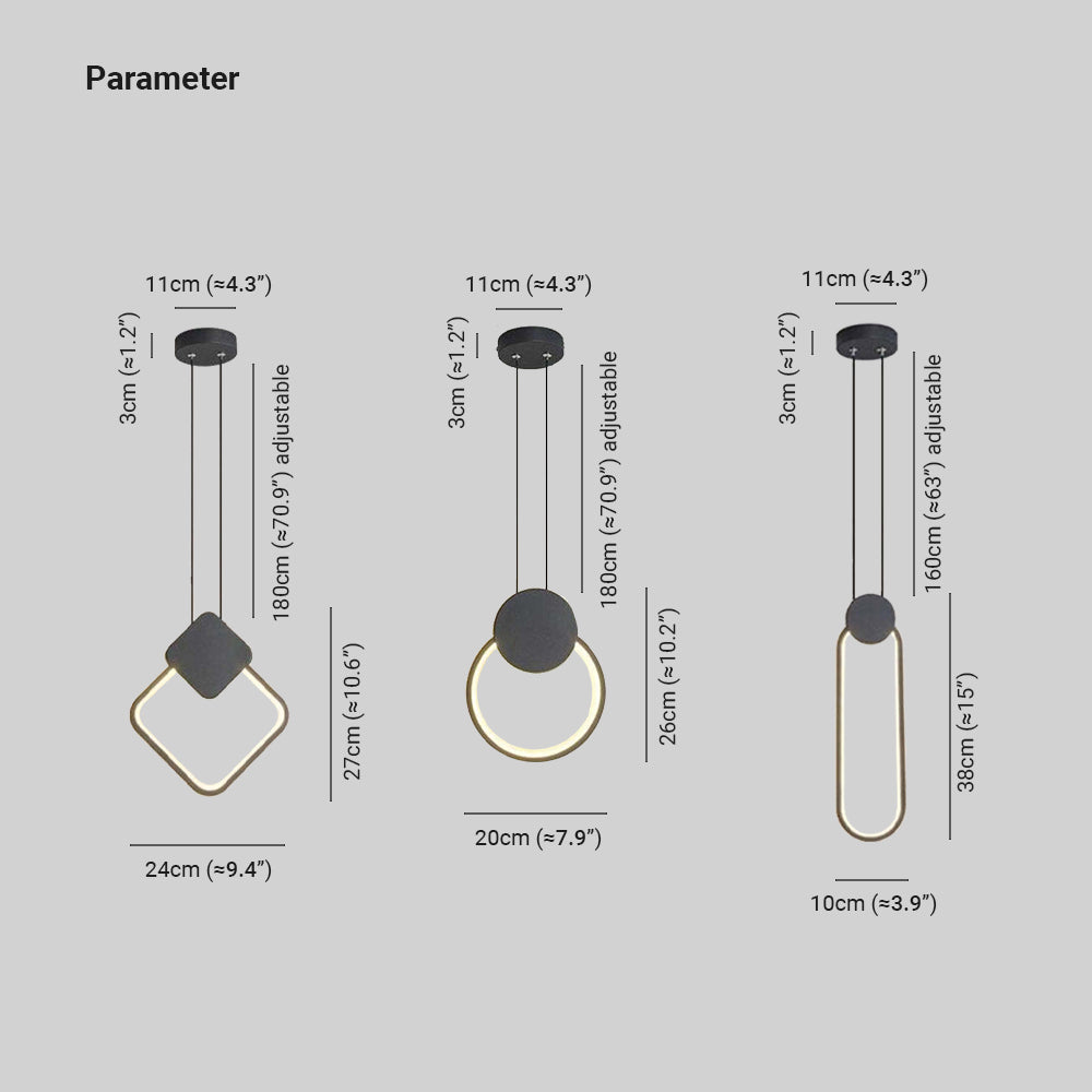 Arisha Modern Minimalist LED Hanging Pendant Lights Black White Bedroom - Neutral Decor