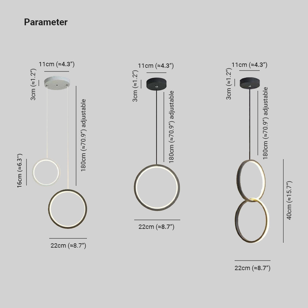 Arisha Modern Minimalist LED Hanging Pendant Lights Black White Bedroom - Neutral Decor