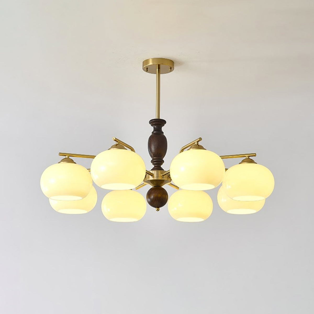 Elverora Chandelier Walnut Beige Orb